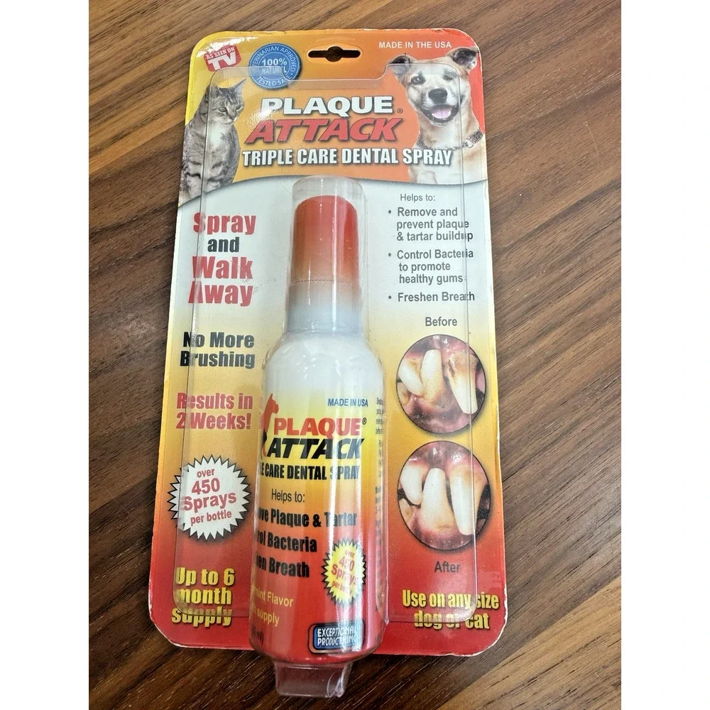 Vets Pref Plaque Attack Spray Dog Cat Bad Breath Teeth 6 Month Supply!!! 2.2oz